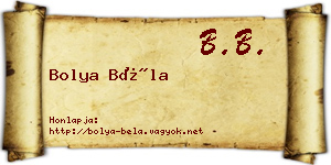Bolya Béla névjegykártya